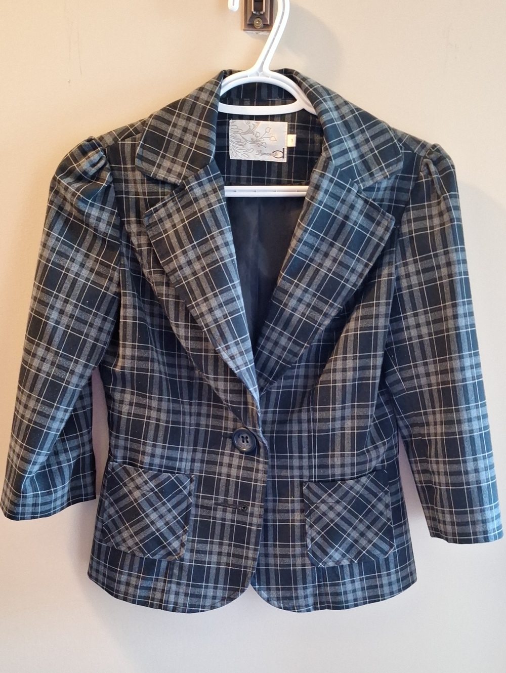 Dynamite Girls Plaid Blazer Jacket - Black and Gray